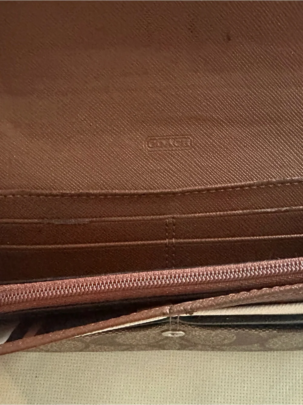 Coach Brown Leather & Signature Wallet